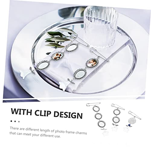 ifundom 9 Peças Pingente Buquê Pino Foto Charme Colar De Metal Moldura De Foto Charme Rendado Moldur