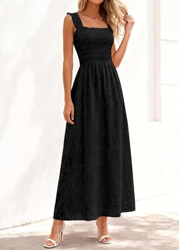 Image of KIRUNDO Summer Lace Dress for Women Eyelet Maxi Sundress