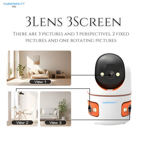 Image of XUGA Cybernautt Series V6Z 6MP FHD Triple Lens WiFi Outdoor CCTV Camera | PTZ | Color Night Vision | 3 View Screen | Motion Detection | Two-Way Audio|128GB