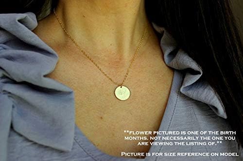 July Birth Flower Necklace, July Birthday Gift, Larkspur Flower Jewelry, 18", 14k Gold Filled Chain
