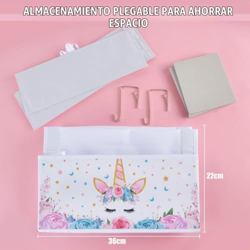 Miniatura 7 de Wernnsai Mágico Unicornio Organizador De Puerta - Organizador Colgante Con 4 Bolsillos Grandes Estantes Colgantes Organizador Colgante De Pared Para Bebé Muchachas Juguete Pañal Armario Organizadores