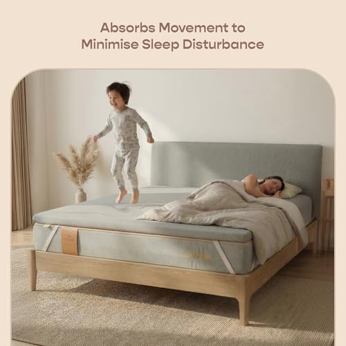 Image of SleepyCat Aeroflow Foam Mattress Topper | 2 Inch Cooling Bed Topper with Ventilation Channels for Airflow | Elastic Straps for Secure Fit | Machine Washable Cover | (Grey, King Size, 78x72x2 Inch)