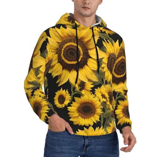 Sweat à capuche homme imprimé tournesols dorés mi-saison