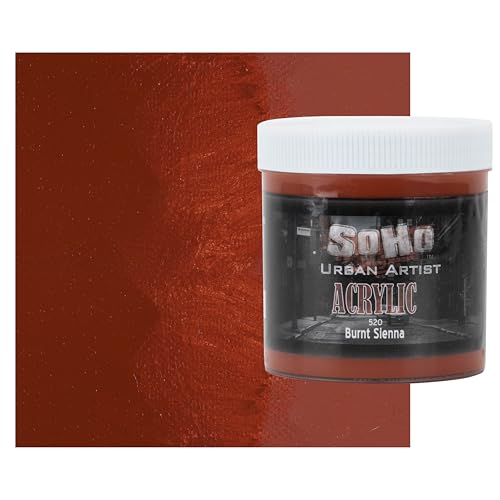 Soho Urban Artist Heavy Body Acrylic Paint - 500 ml Jar - Burnt Sienna - Thick, Rich Color, Excellent Coverage, Professional Quality - Artists Acrylic Paint