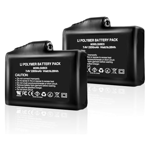 J JINPEI Replacement Battery Rechargeable Lithium Polymer Batteries Universal AC Adapter High Speed Charging Portable Dual Charger for Heated Gloves Socks Jacket Clothes 7.4V 2200mAh(2pcs) Cover