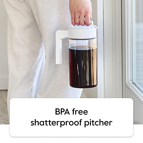 Takeya Deluxe Cold Brew Coffee Maker - BPA-Free Tritan Pitcher with Airtight Leakproof Lid, Silicone Grip Handle, Fine-Mesh Filter - Shatter-Proof, Dishwasher Safe, Made in USA - 1 Quart/White by Takeya - Image 4
