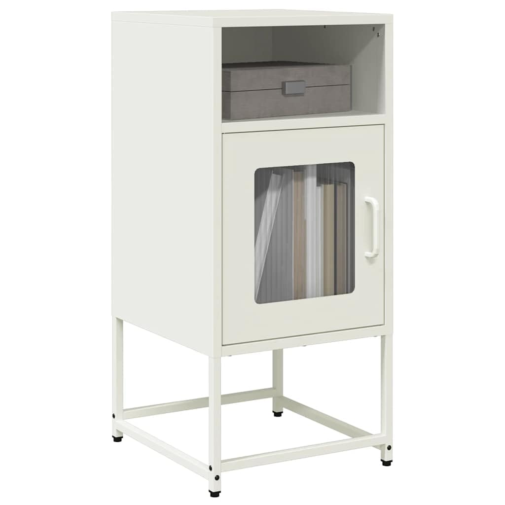 Table de chevet en acier blanc pour une chambre moderne et épurée