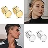 JeryWe 15 Pairs Stainless Steel Stud Earrings for Men Women Barbell Cheater Plugs Screw Stud Earrings Fake Gauges Round Ear Tunnel Set Hypoallergenic Unisex Huggie Pierced Earrings 3/4/5mm #2