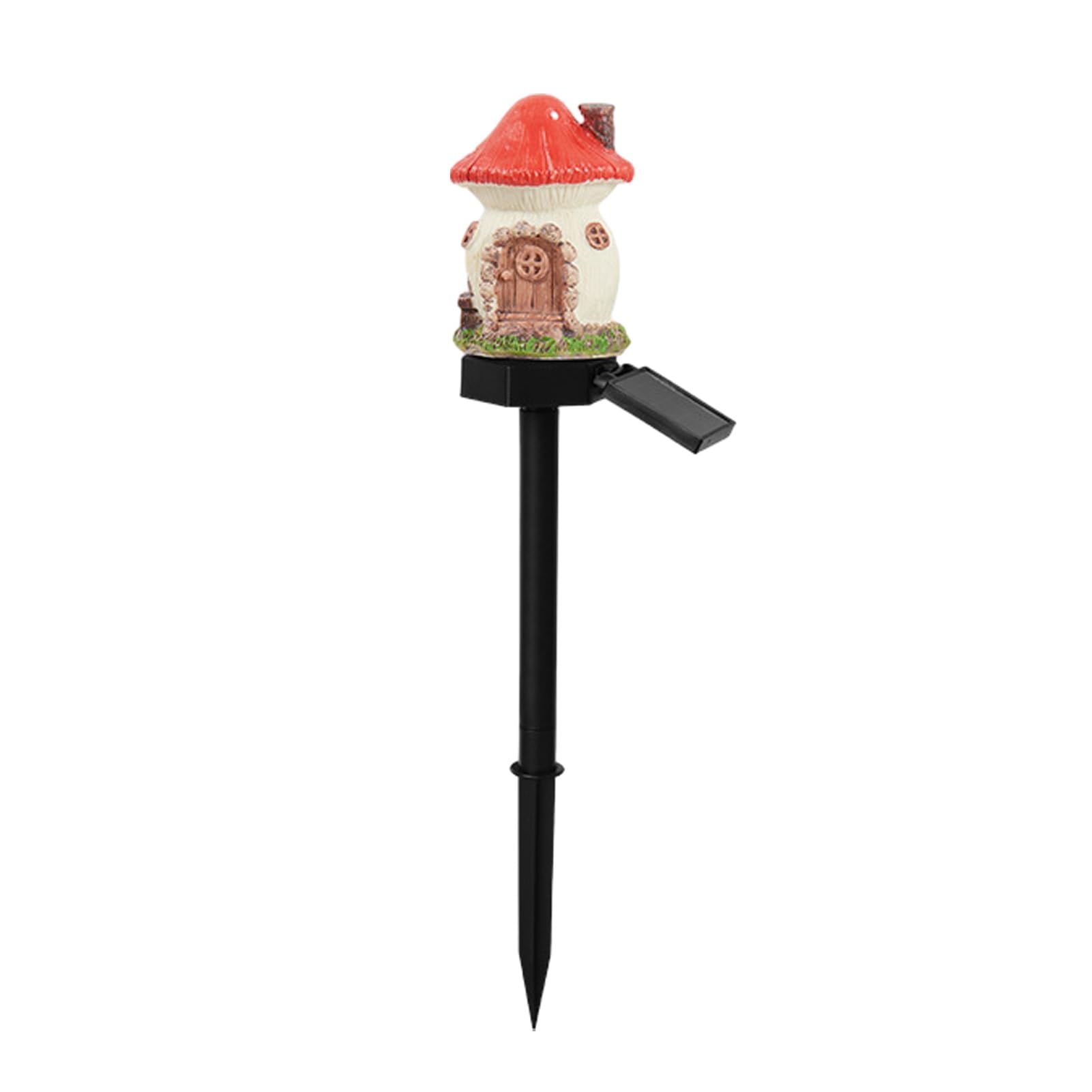 FrolicFit Solar Garden Ornaments Lights, Mushroom Solar Lights, Mushroom House Statue, Fairy Cottage Garden Stake, Waterproof Outdoor Landscape for Yard Patio Lawn Pathway Red