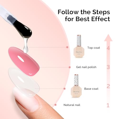 Image of MelodySusie Top Coat Base Coat No Wipe Glossy Set Long Lasting Shine Finish Soak Off UV LED Nail Lamp Nail Polish Art Design Manicure Kit Perfect Gifts for Women Girls 2 Pcs 15ml Clear