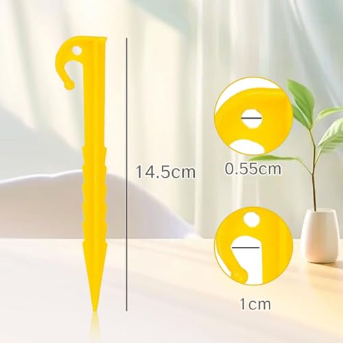 BRBASAP 10 estacas de plástico para tienda con bolsa, amarillas, resistentes para camping y uso exterior miniatura 2