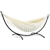 SUNCREAT Hamaca portátil para exteriores con soporte incluido, beige