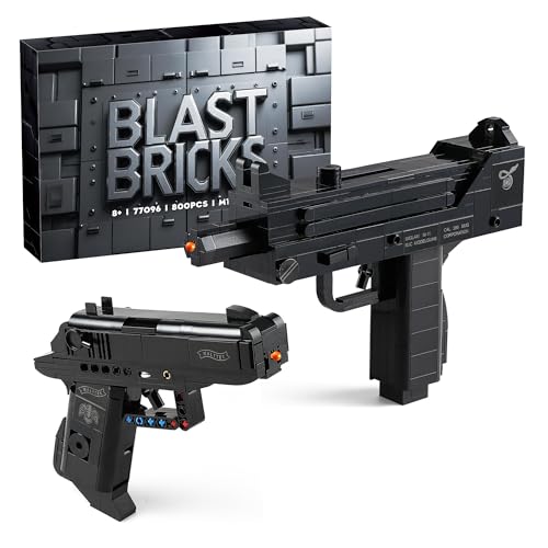 Walther PPK & MAC-10 Building Blocks Gun Sets Compatible with Lego, Featuring 2 Guns Models, Gift Ideas for Military Fans, Kids 8+ & Adults