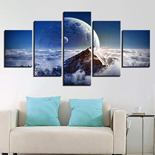 Tableaux décoration murale 5 pièces terre sans cadre - 3