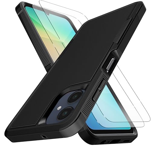 YmhxcY for Galaxy A06 Case, [10 FT Military Grade Drop Protection] [Non-Slip] [2 pcs Screen Protector] Heavy Duty Full-Body Shockproof Case for Samsung Galaxy A06 6.7'-Black