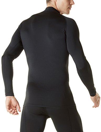 TSLA Men\'s Thermal Long Sleeve Compression Shirts, Mock/Turtleneck Winter Sports Running Base Layer Top, Thermal Mock Neck(yut32) - Black, Medium