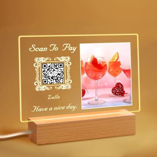 Custom QR Code Sign Personalized Acrylic QR Plaque with Light-Up