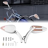Wsays Mirrors with Turn Signal Rear Mirror Teardrop for 8mm/10mm Screw Compatible with Harley Sportster Dyna Softail Touring Models (Chrome)