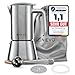 NEVO Espressokocher Induktion Edelstahl | 6 Tassen (300ml), BPA-frei & Nachhaltig | Für alle Herdarten & Camping, Spülmaschinengeeignet | Premium-Set Mokkakanne – Stilvoll für echte Kaffeeliebhaber