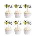 36 PCS One Birthday Cupcake Toppers The One Bee Cupcake Toppers Paper Glitter Cake Picks for Gender Reveal Baby Shower 1st Birthday Party Cake Decoration 