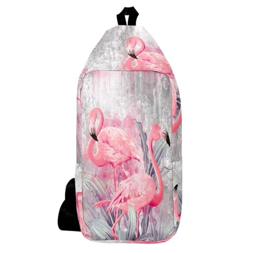 Sac à dos à bandoulière flamant rose évite l'encombrement en randonnée et voyage mixte