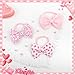 YanJie 4.5'' 3pcs Valentines Hair Bow for Baby Girls Love Heart Nylon Headbands Valentine Hair Accessories for Infants Pink Headband Cute Bowknot Barrettes Hearts Outfit