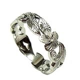 [ジュライス] ハワイアンジュエリー リング レディース メンズ スチールシルバー スクロール プルメリア 誕生日 プレゼント ギフト インスタ 15号