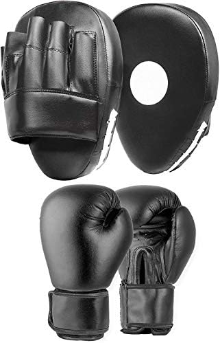 Mrocioa Focus Pads and Gloves Set Boxing MMA Punch BagTraining Hook & Jab Mitts Curved