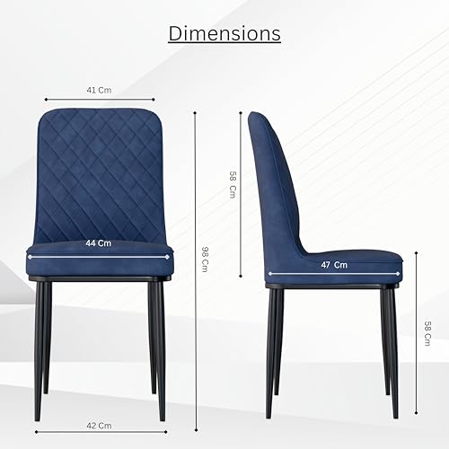 Image of Jewel Premium Velvet Dining Chair with Strong Metal Legs, Cushioned Seat, Chair for Dining, Living Room, Bedroom & Balcony (Blue)