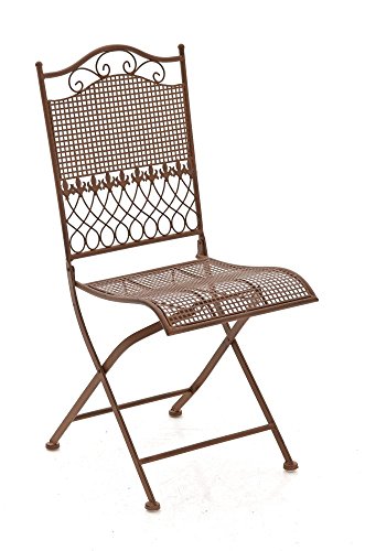 CLP Silla De Terraza Plegable Kiran En Hierro Forjado | Silla De Exterior Estilo Rústico | Silla De Jardín con Adornos Medievales | Color:, Color:Antiguo marrón