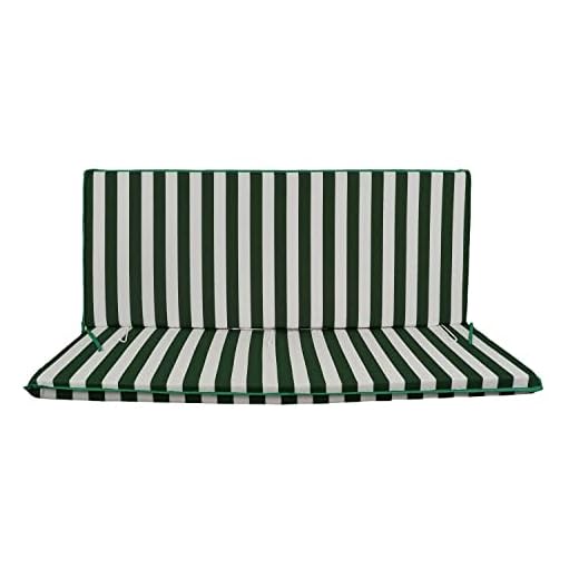 Il Tuo Artigiano Design Cuscino Fasciato per dondolo da Giardino - Dondolo 2 posti, Dondolo 3 posti, Dondolo 4 posti - Made in Italy (3 posti - 135x55 cm, Bianco E Verde)