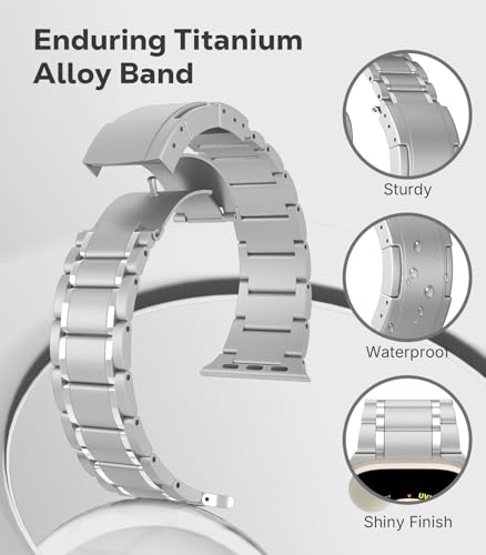 Image of MoKo Upgraded Titanium Watch Band, Compatible with Apple Watch Ultra 3 / Ultra 49mm, Replacement Strap for iWatch 46mm /45mm /44mm /42mm, Metal Band for Series 11 /10 /9 /8 /7 /6 /5 /4 /3 /2 /1 /SE3 /SE2 /SE