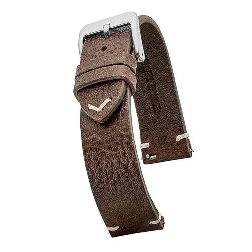 Alpine Genuine Vintage Leather Watch Strap | 20mm Quick Release Watch Band | Full Grain Leather Watch Band for Men & Women|Brown Leather Watch Strap | Compatible with Traditional & Smart Watches