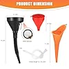 LSKASELUE 3 PCS Automotive Funnels Set, Wide Mouth Filling Funnel with Flexible Long Hose, Plastic Right Angle Funnel with Detachable Spout & Filter for Water Gasoline Coolant
