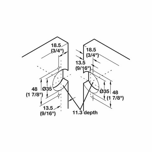 Elef America 343.90.710 Pie-Cut Corner Hinge (2 Pack) #TOP2