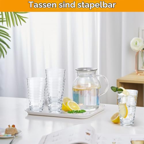 ALIMOTA Trinkgläser Stapelbare, Saftgläser im 4er Set, Kunststoff Gläser, Wassergläser Spülmaschinenfest… – Ansicht 5