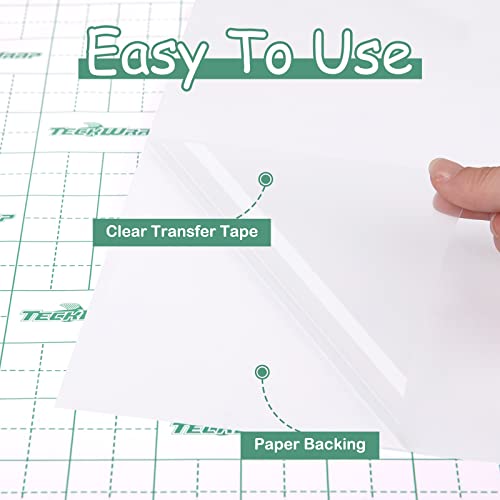 Teckwrap Clear Matte Vinyl Transfer Tape For Vinyl Layer Low Tack 12” X 30Ft Perfect For Craft Adhesive Vinyl For Decals,Signs,Stickers,Walls,Doors,Windows #TOP1