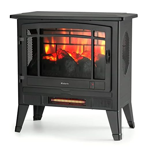TURBRO Suburbs TS25 Electric Fireplace Infrared Heater - Freestanding Fireplace Stove with Adjustable Flame Effects, Overheating Protection, Timer, Remote Control - 25" 1400W Black