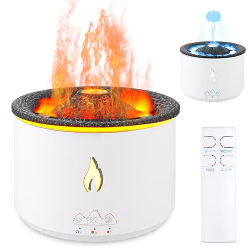 PORFOYO Diffusore di Aromi A Fiamma,Diffusore di Aromi con Effetto Fiamma con Luce Bicolore,Flame Diffuser,Diffusore di Aromi con Fiamma per Camera da Letto,Ufficio Domestico