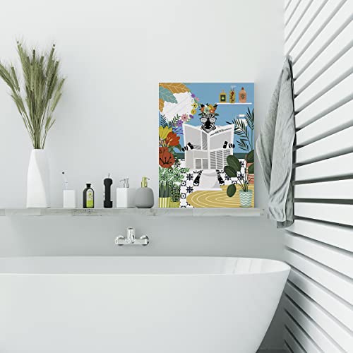 Zebra On Toilet Canvas Poster Painting Wall Art, Bathroom Zebra Picture Artwork Framed Print Ready To Hang For Home Bathroom Wall Decor 12 X 15 Inch #TOP5