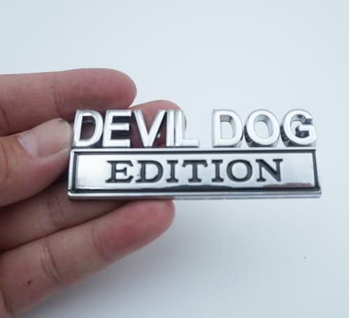 Image of Pair Set Devil Dog Edition Bumper Letters 3D Decal Emblems Badge Replacement for Universal Car, Truck, Rv, Boat (Silver Black)