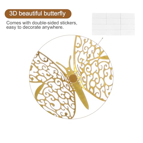 Set de 72 adhesivos de mariposas 3D para pared color dorado miniatura 4