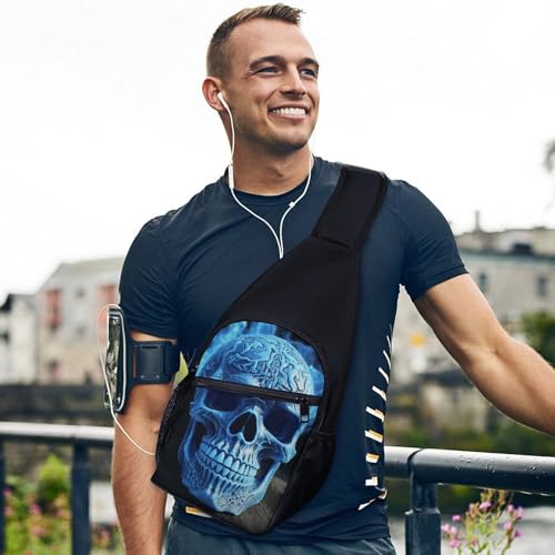 Sac de poitrine imperméable tête de mort 3D idéal pour le cyclisme urbain