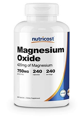 Nutricost Magnesium Oxide 750mg, 240 Capsules - 420mg of Magnesium, Non-GMO, Gluten Free