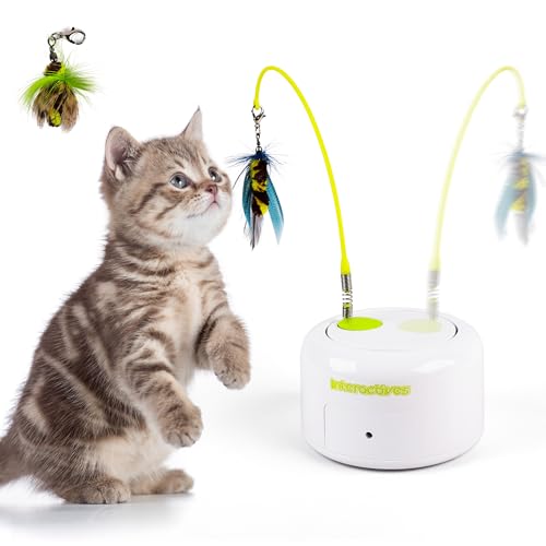 ALL FOR PAWS Interactive Cat Toys, Motion Activated Feather Cat Toy, Automatic Fluttering Bug Enrichment Toy for Kittens, Includes One Insect Replacement