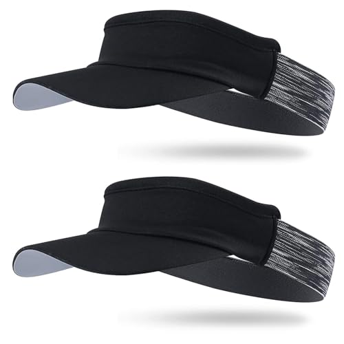 Arcweg Visor Elastisch Sonnenschild Mit Frottee Stirnband Tragbar Schweißaufnehmbar Sonnenhut Visor Hat Sport Cap Schirm für Tennis Running Golf Wandern (Schwarz+Rot, One Size)
