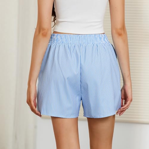 Image of Pivanzore Y2k Plaid Shorts for Women Casual Elastic Waist Aesthetic Lounge Bottom Baggy Pajama Shorts Boxers Sleepwear