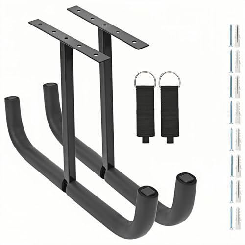 Locawaya Overhead Garage Storage Hooks, Heavy Duty Double Ceiling Rack