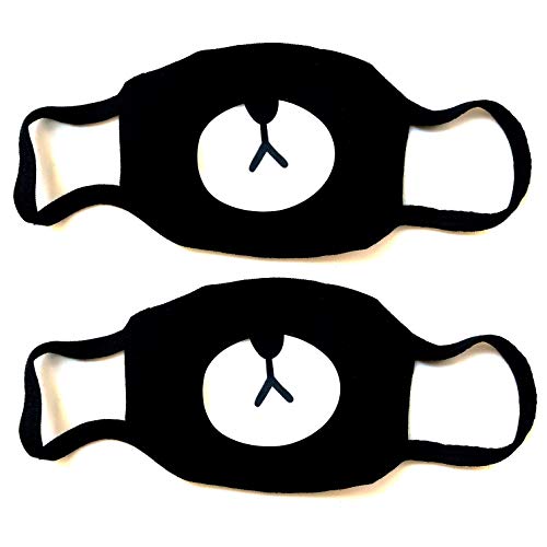 Set of 2 Bear Mask Cute Teddy Panda Animal Bandana For Kids Men Women Teenagers Black Cotton Dust Pollen Pollutants Fun Cool Cartoon Party Costume Washable by Millennials In Motion (2 Bear Pack)
