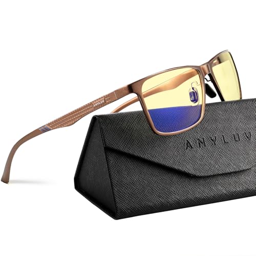 ANYLUV Blue Light Glasses (Amber Lens, Metal Frame)